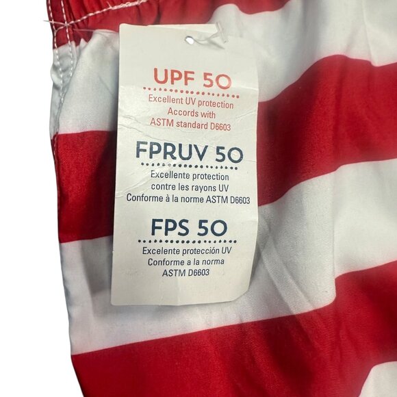 NWT Old Navy Mens L American Flag Swim Trunks UPF 50 Stars Stripes Drawstring - Picture 6 of 13